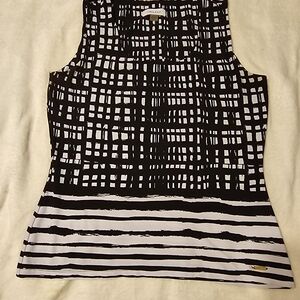 Black and white sleeveless, Calvin Klein blouse, Small